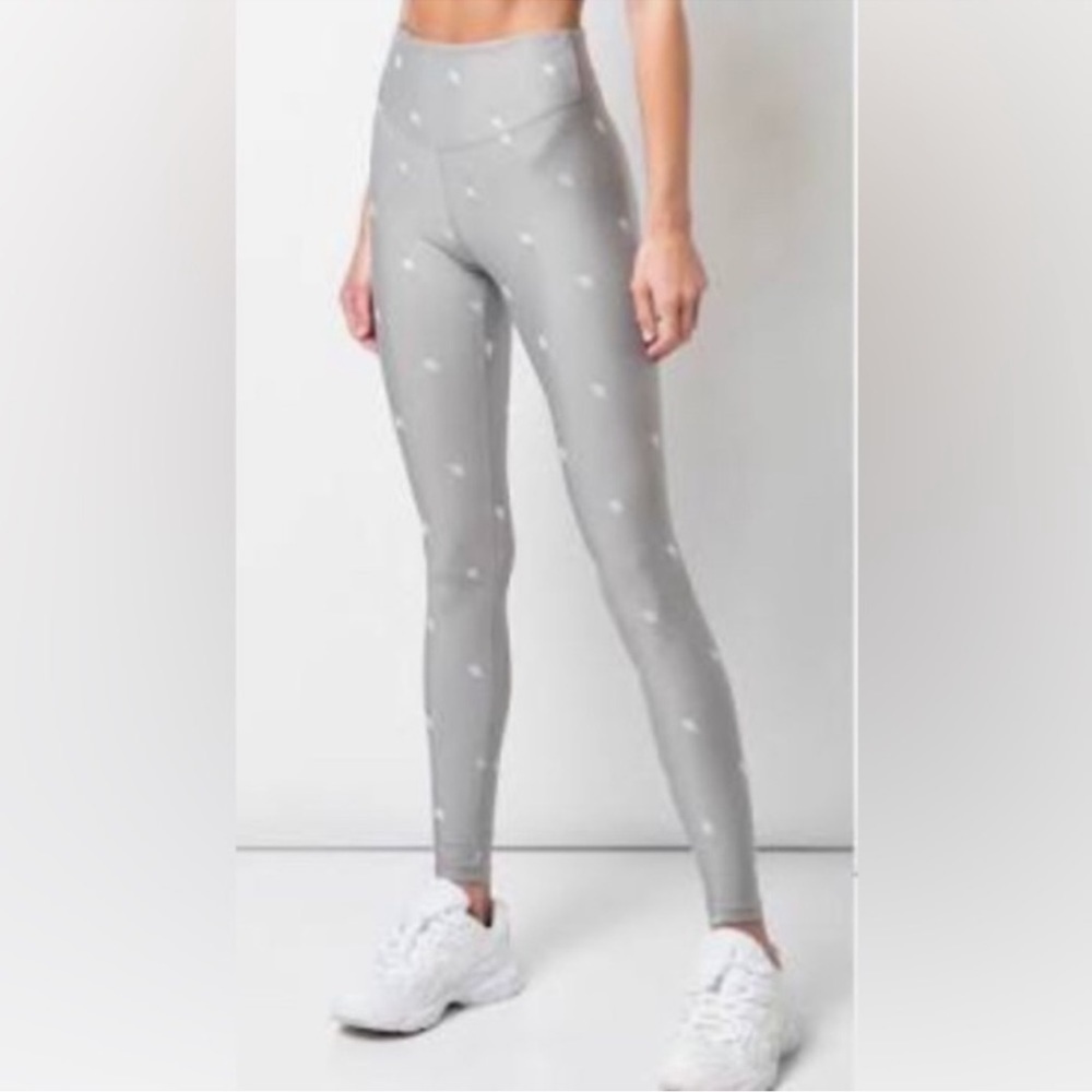 ALALA Laurel Embroidered Leaf High Rise Silver Gray Activewear Leggings